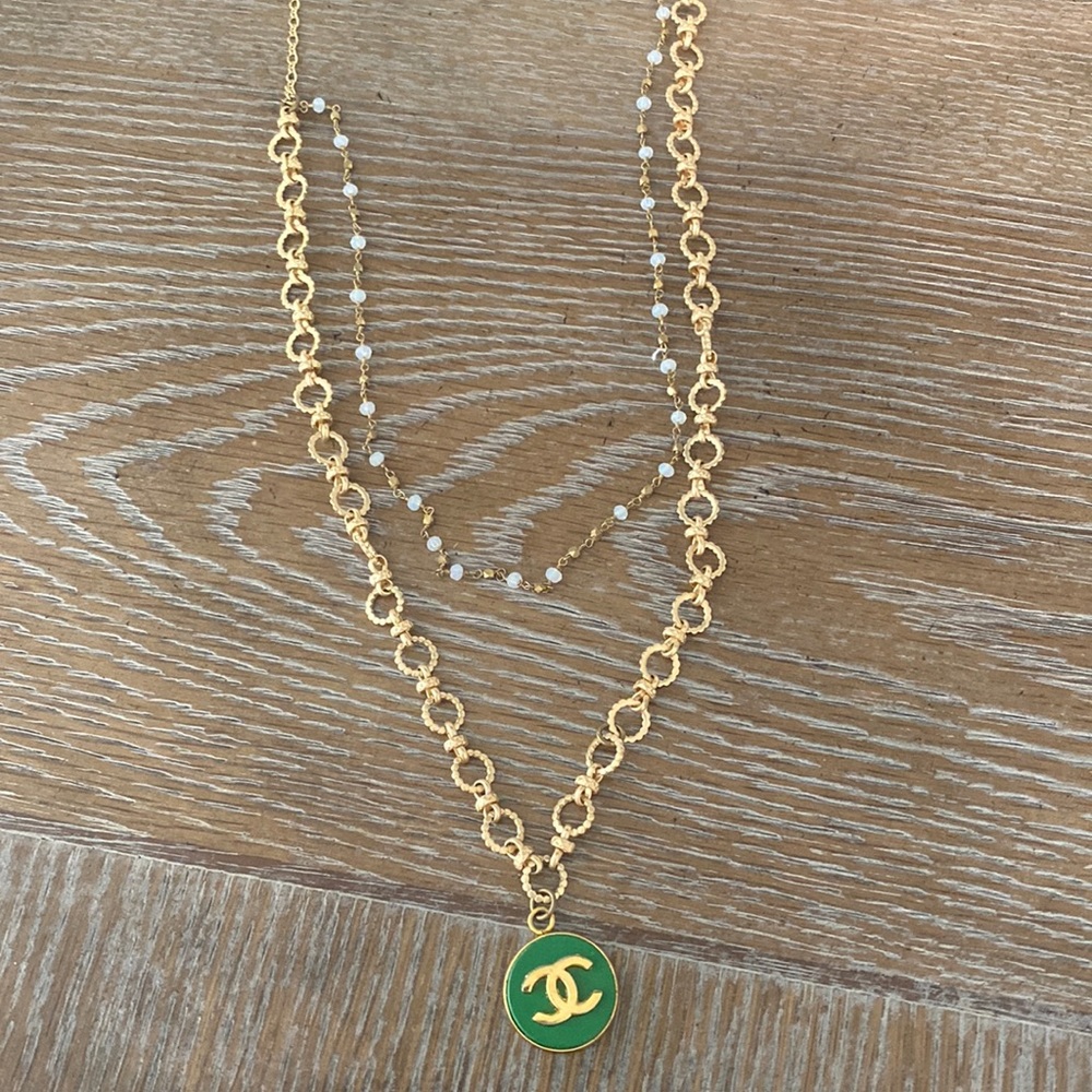 Vintage channel button necklace